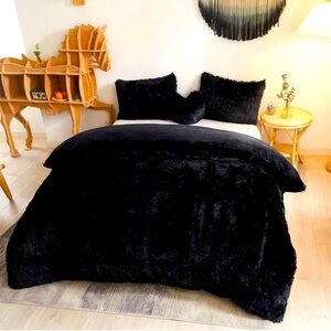 Black fuzzy twin size duvet cover